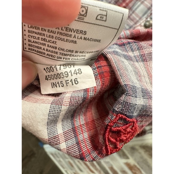 Ariat Womens Shirt Red Plaid Long Sleeve Snap Up Front Pockets Western Studs‎ M - Picture 11 of 11